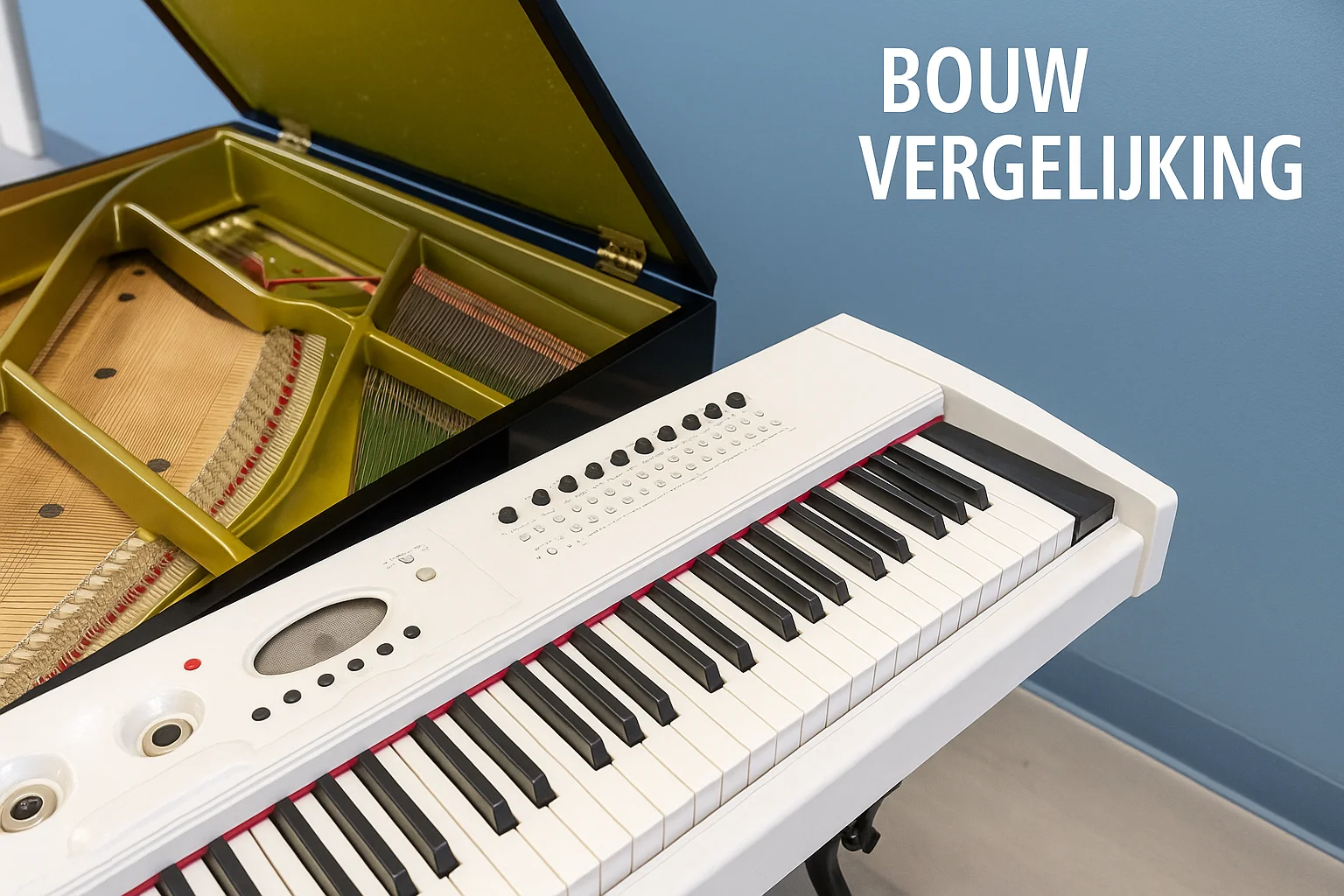 veschil keyboard en piano bouwvergelijking
