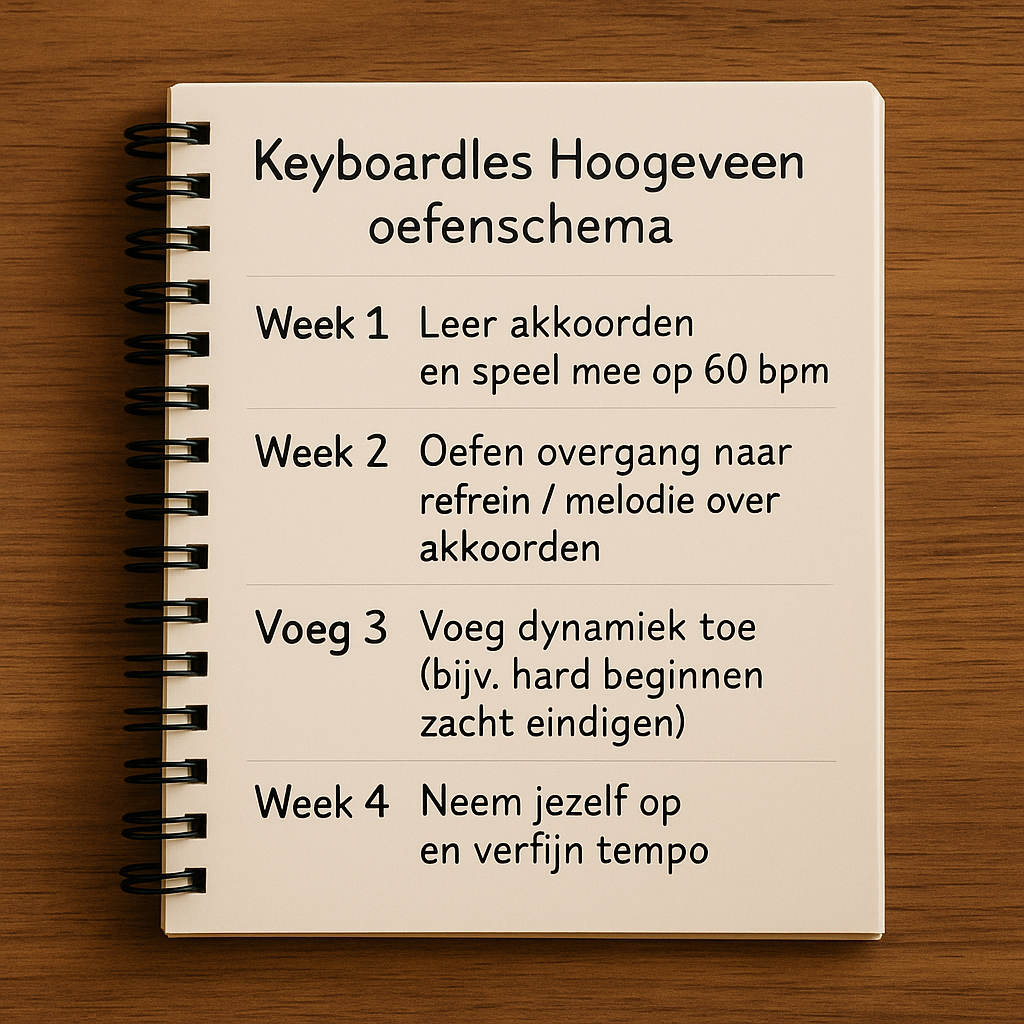 keyboardles Hoogeveen popliedjes voorbeeld schema notitieblok