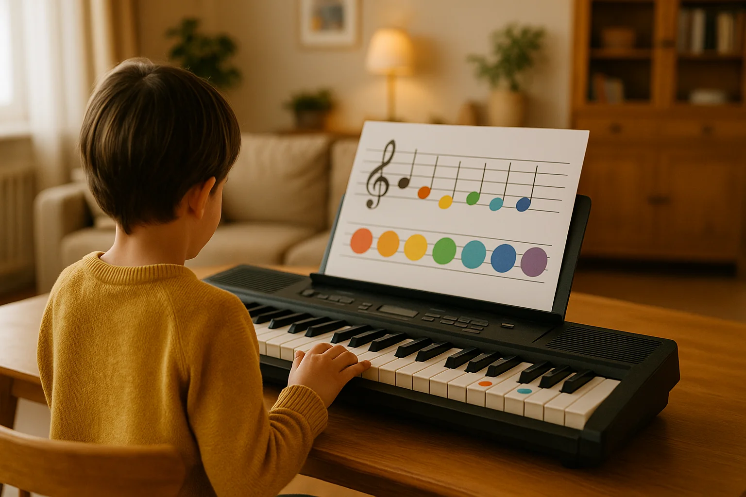 keyboardles hoogeveen aan huis kind keyboard gekleurde notenkaart
