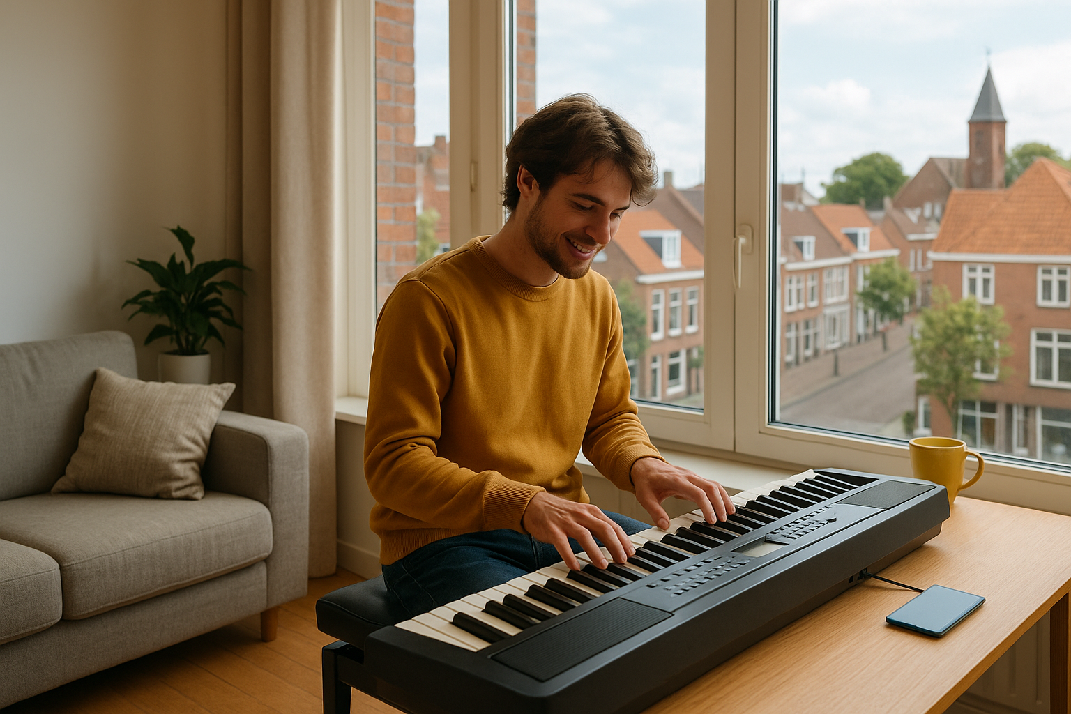 keyboardles Hoogeveen popliedjes huiskamer persoon keyboard