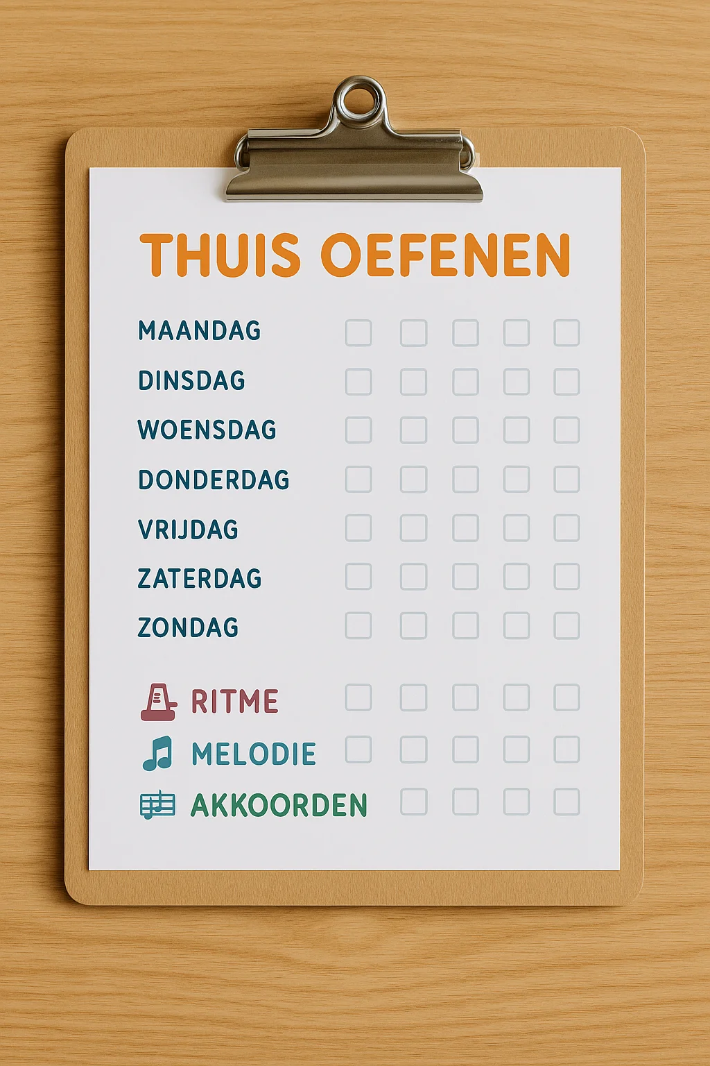 keyboardles kinderen spelenderwijs hoogeveen checklist weekschema en oefeningen