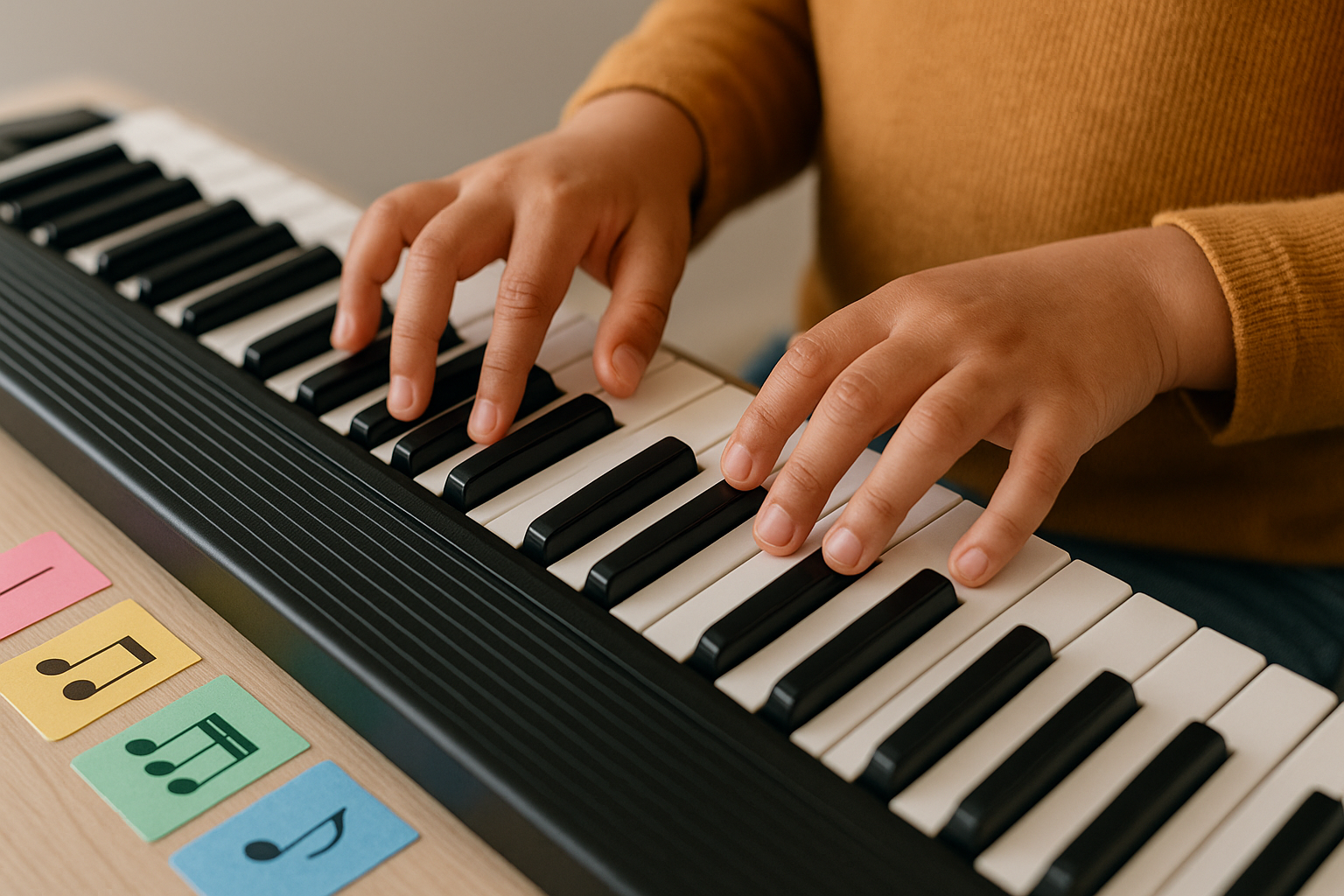 keyboardles kinderen spelenderwijs hoogeveen close up handen keyboard