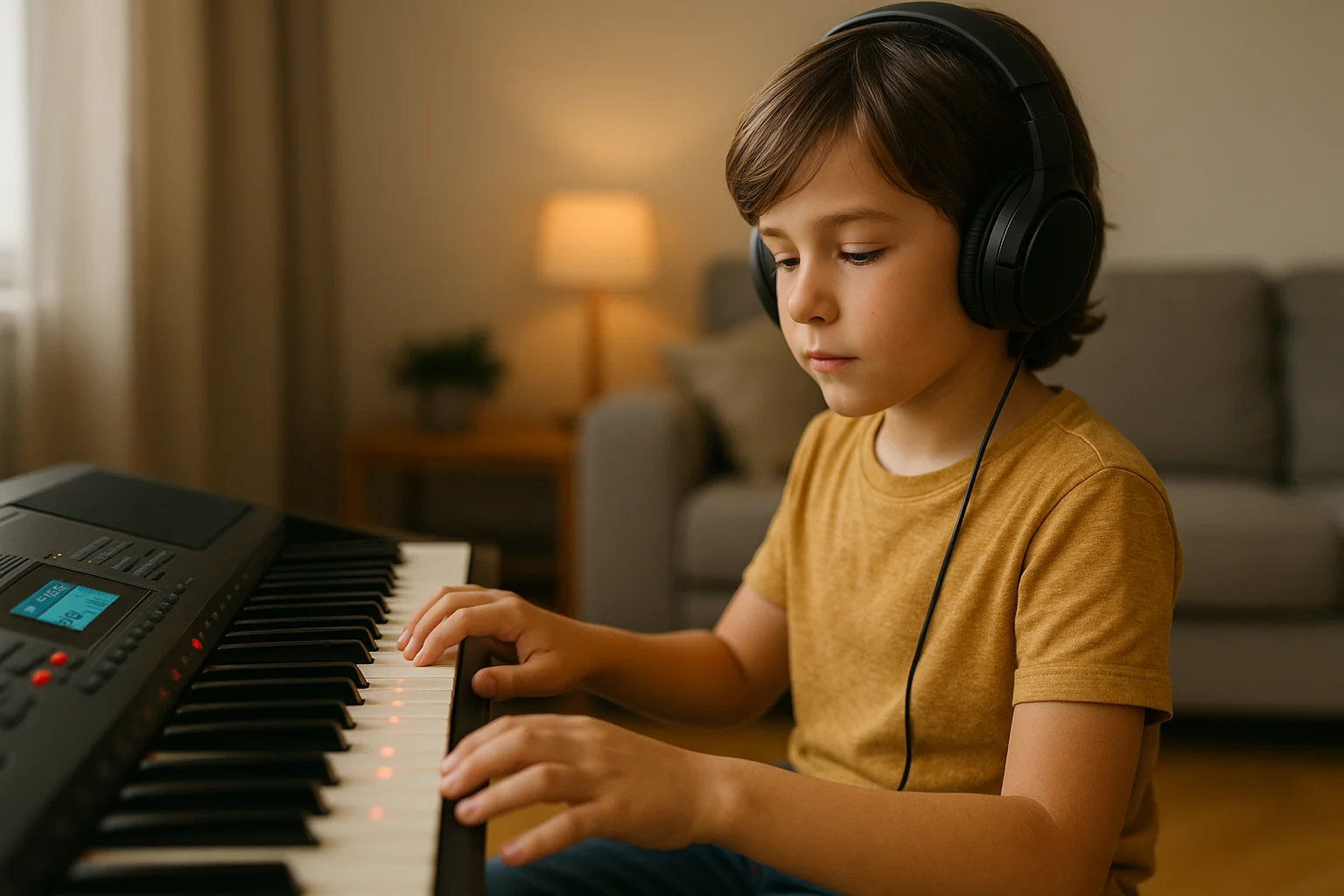 keyboardles kinderen spelenderwijs hoogeveen kind met koptelefoon keyboard spelend